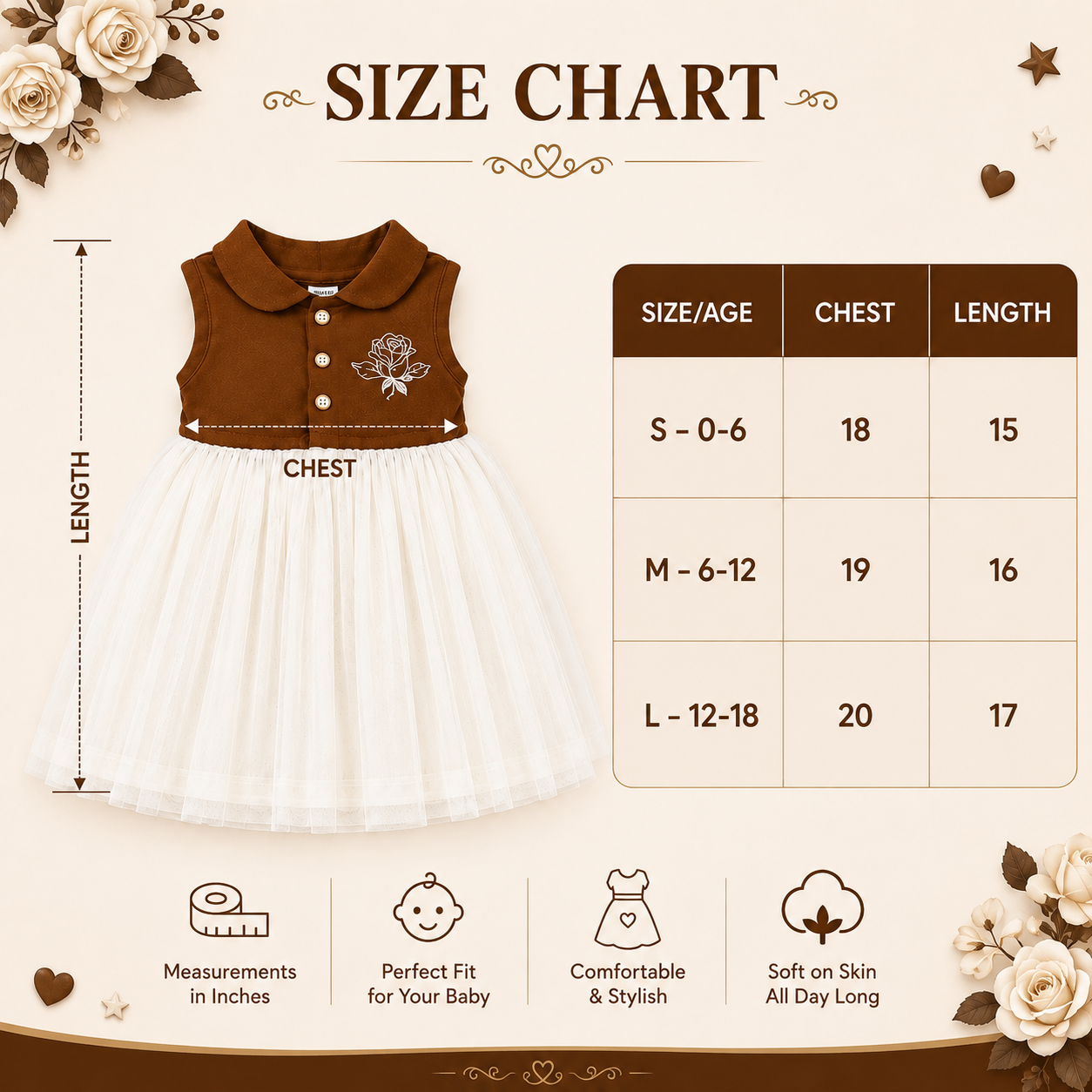 Imotee Baby Girls Sleeveless Party Wear Dress with Peter Pan Collar, Cotton Knitted Fabric and Soft Net
