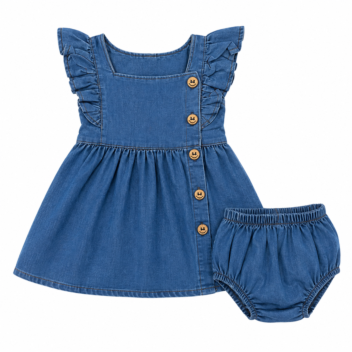 imotee Baby Girls Sleeveless Ruffle Dress with Bloomers Set