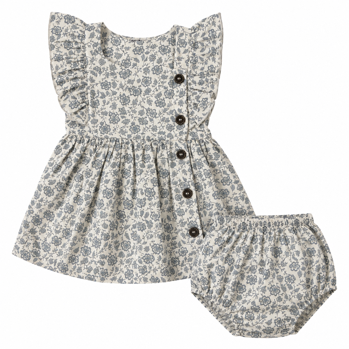 imotee Baby Girls Sleeveless Ruffle Dress with Bloomers Set
