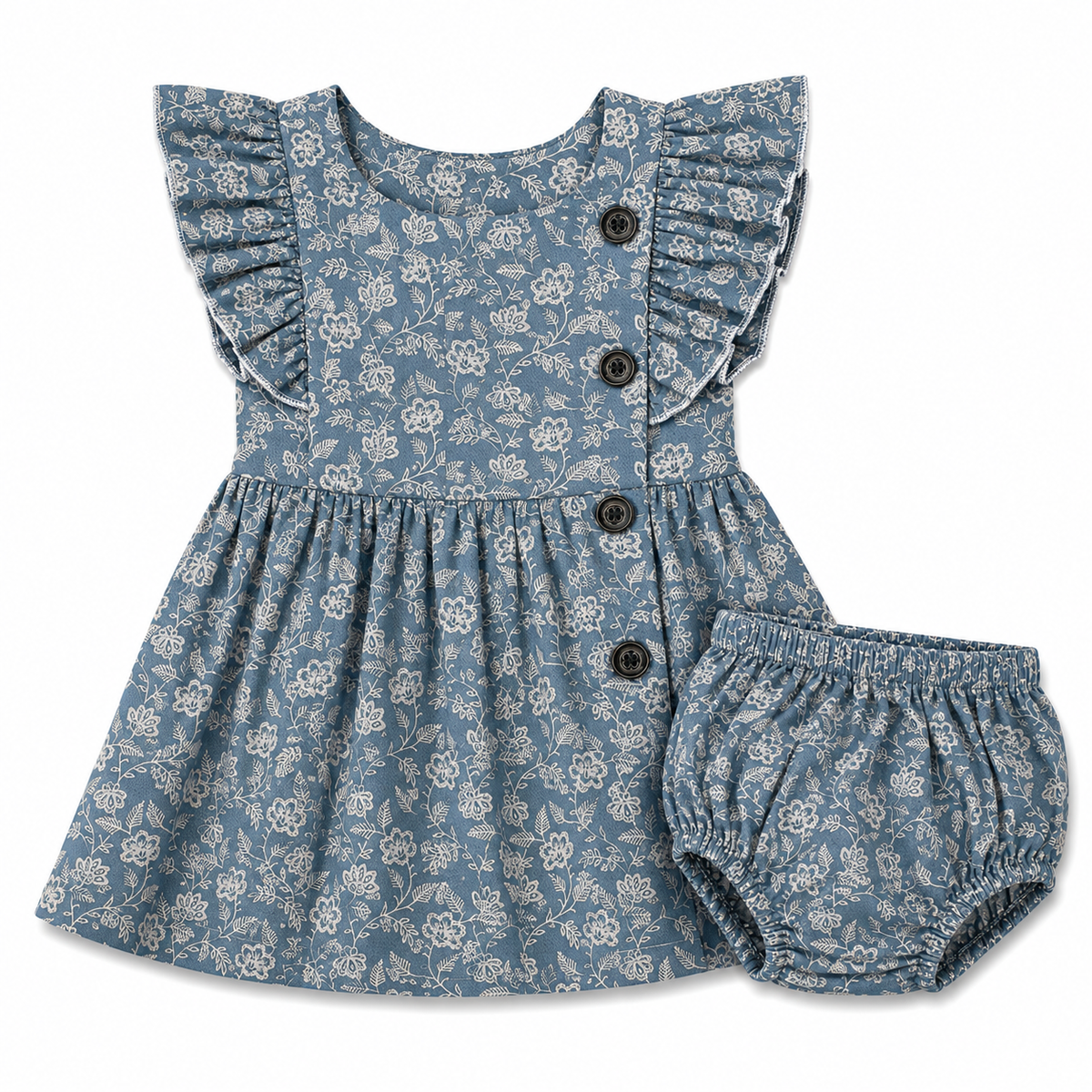 imotee Baby Girls Sleeveless Ruffle Dress with Bloomers Set