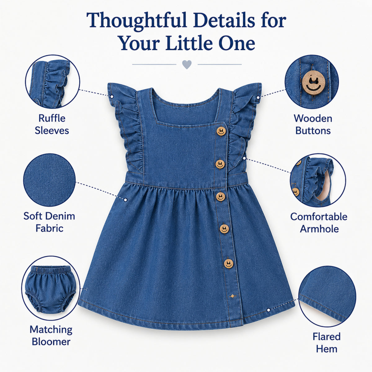 imotee Baby Girls Sleeveless Ruffle Dress with Bloomers Set