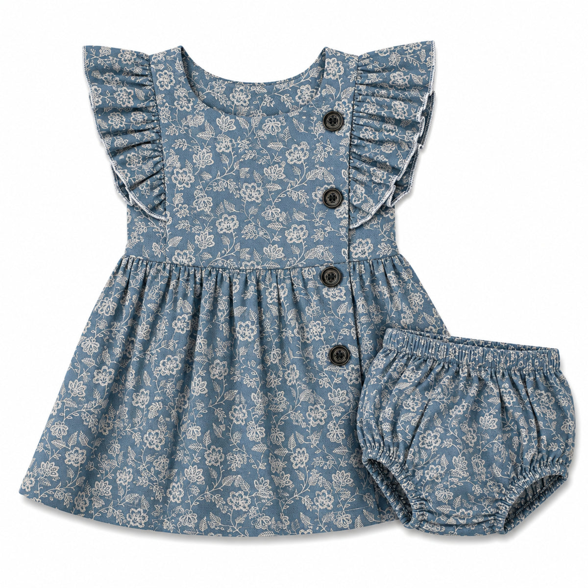 imotee Baby Girls Sleeveless Ruffle Dress with Bloomers Set