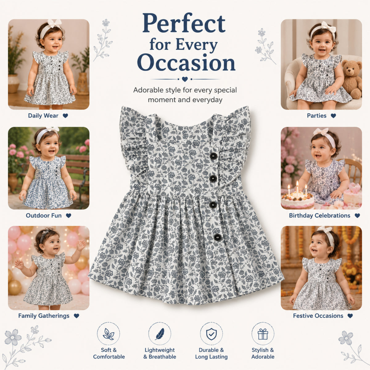 imotee Baby Girls Sleeveless Ruffle Dress with Bloomers Set